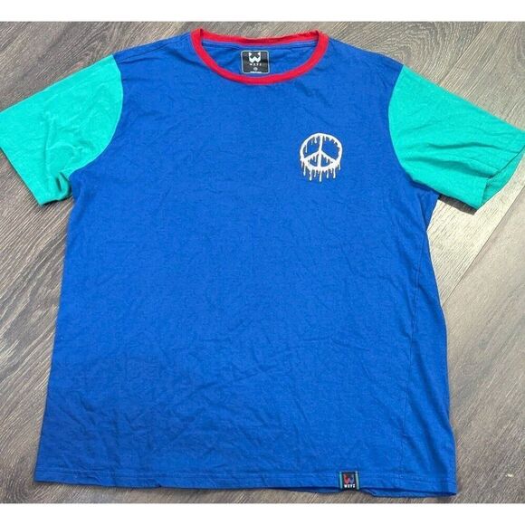 WXYZ RETRO TEE L LARGE SHORT SLEEVE T SHIRT CREW NECK Green And Blue - Picture 1 of 3